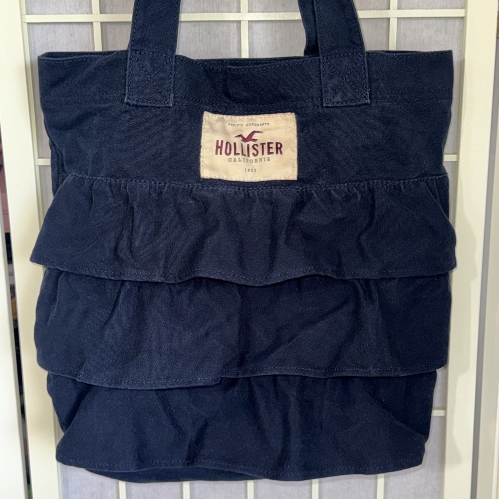 Vintage Y2K Hollister California Navy Blue Skirt Book Canvas Seagull Tote Bag - Picture 9 of 15